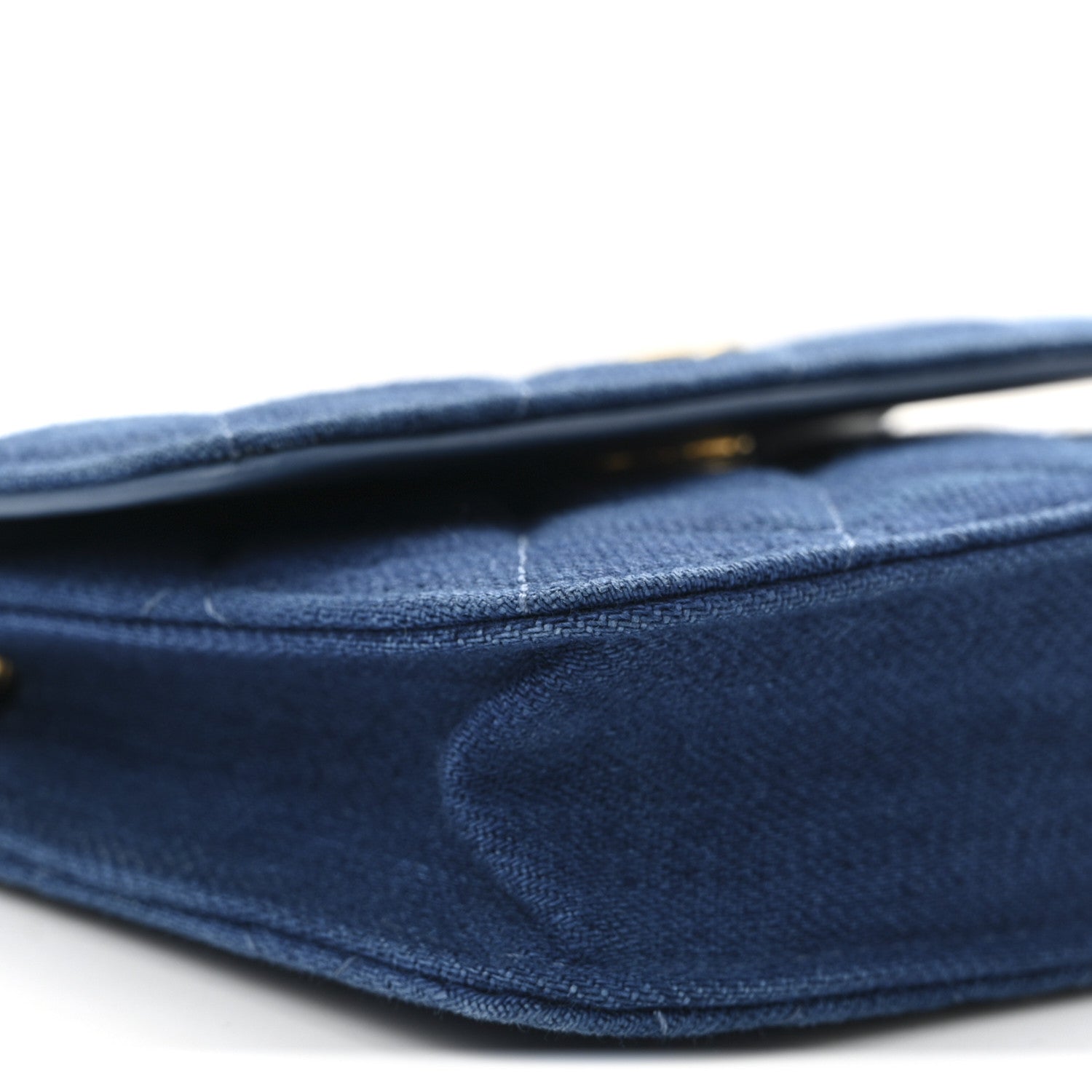 Chanel Denim Quilted CC Pearl Crush Clutch With Chain Blue 9 of 10