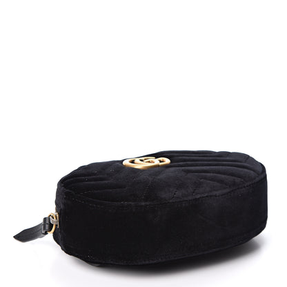 Gucci Velvet Matelasse GG Marmont Belt Bag 85 34 Black 3 of 10