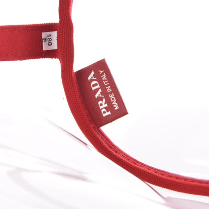 Prada Plexiglass Calfskin Small Shopper Tote Rosso 7 of 11