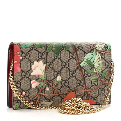 Gucci GG Supreme Monogram Tian Chain Wallet Beige Multicolor Red 3 of 9