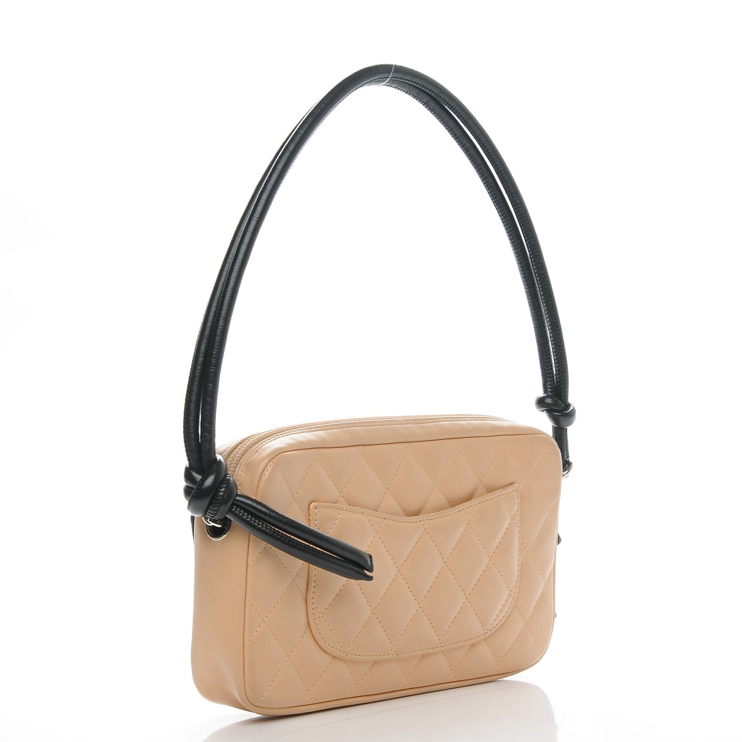 Chanel Calfskin Quilted Cambon Pochette Beige Black 3 of 7