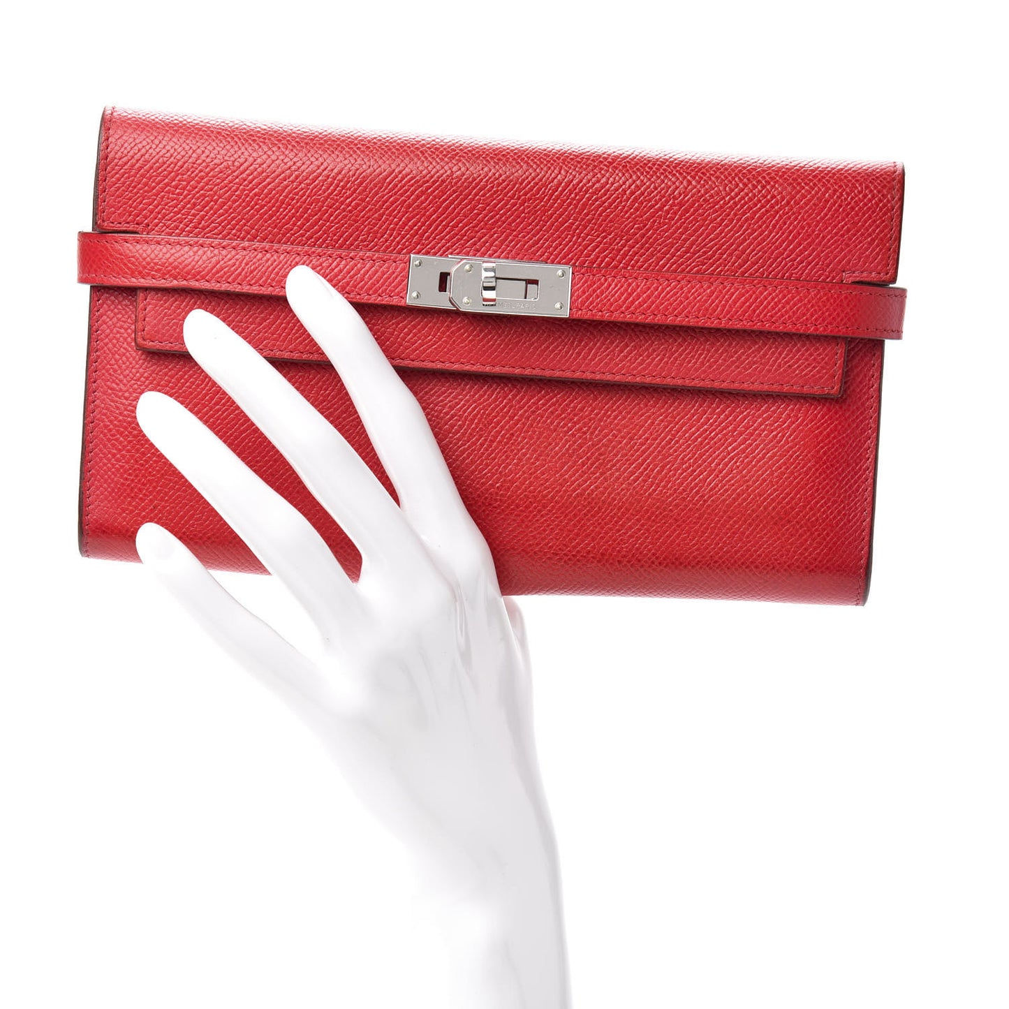 Epsom Kelly Longue Wallet Rouge Casaque
