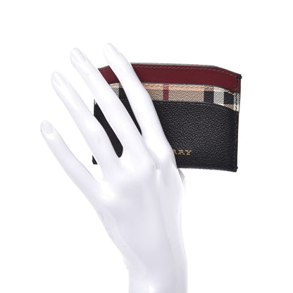 Burberry Soft Grain Calfskin Haymarket Check Izzy Card Case Black 2 of 7