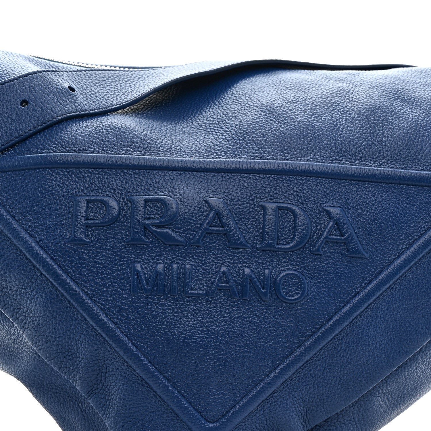 Prada Vitello Daino Triangle Shoulder Bag Blue 7 of 9