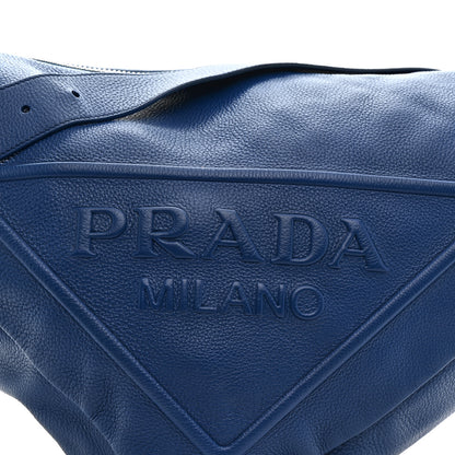 Prada Vitello Daino Triangle Shoulder Bag Blue 7 of 9