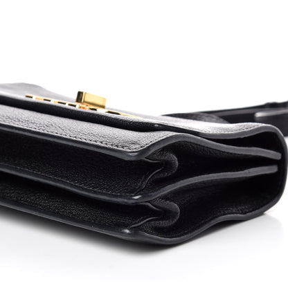 Miu Miu Goatskin Madras Miu Logo Shoulder Bag Black 6 of 8