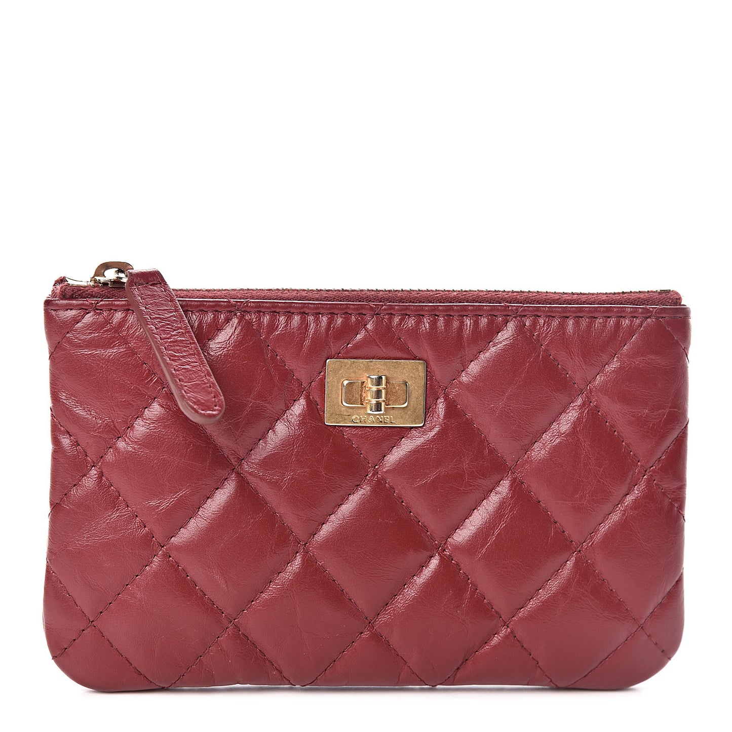 Aged Calfskin Quilted Small Reissue Cosmetic Case Burdundy