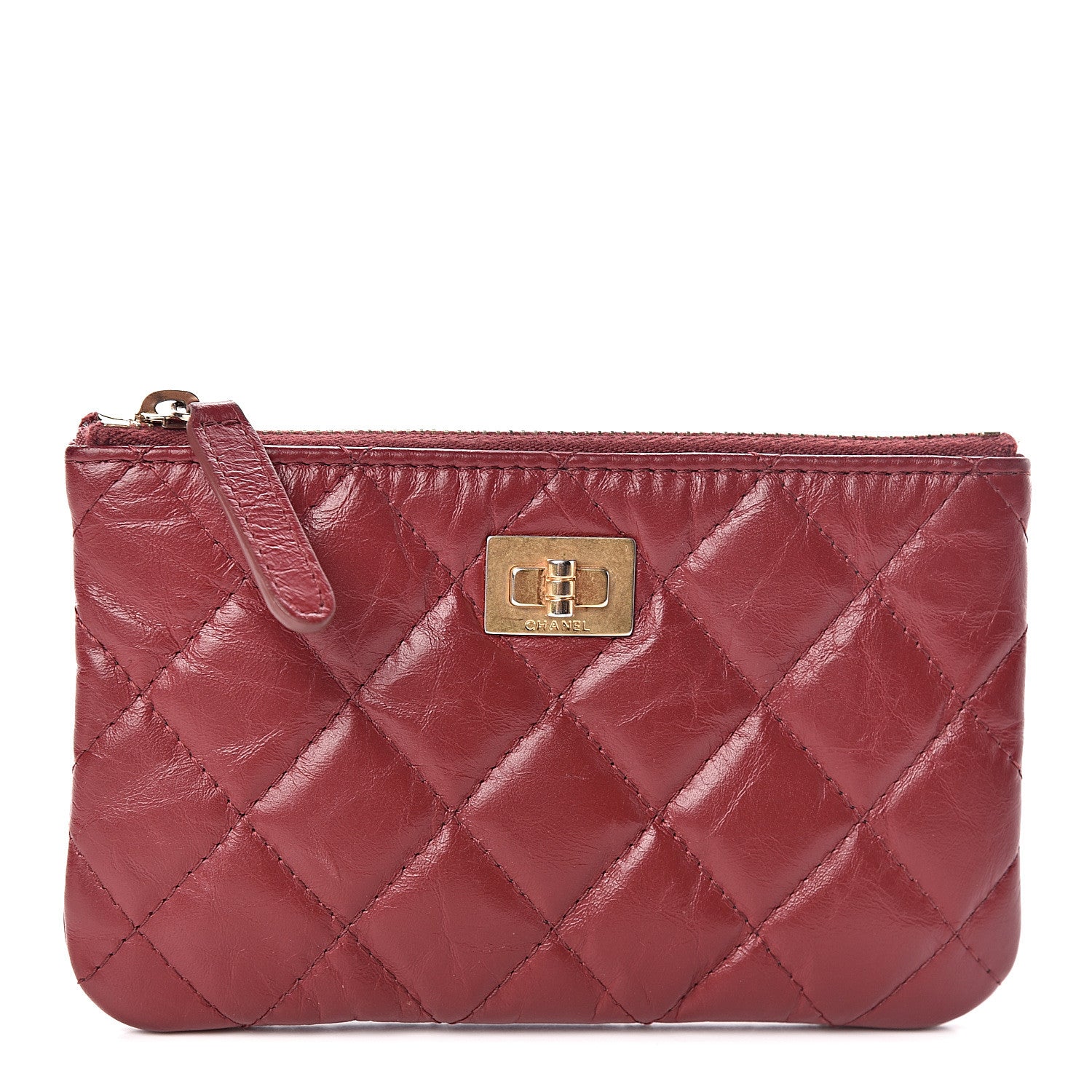 Chanel Aged Calfskin Quilted Small Reissue Cosmetic Case Burdundy 1 of 7