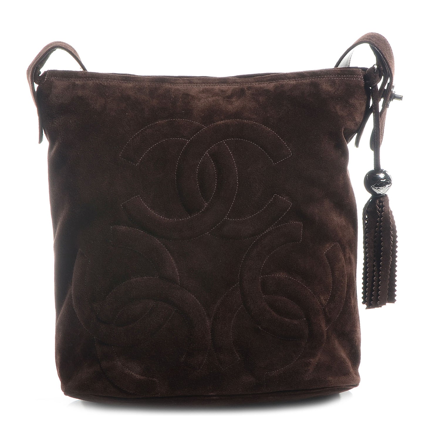 Suede CC Tassel Shoulder Bag Brown