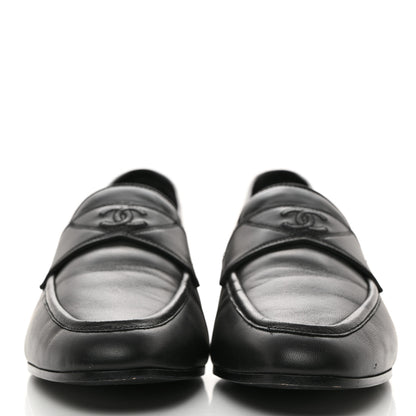 Chanel Calfskin Mens Stitched CC Loafers 42 Black 2 of 9