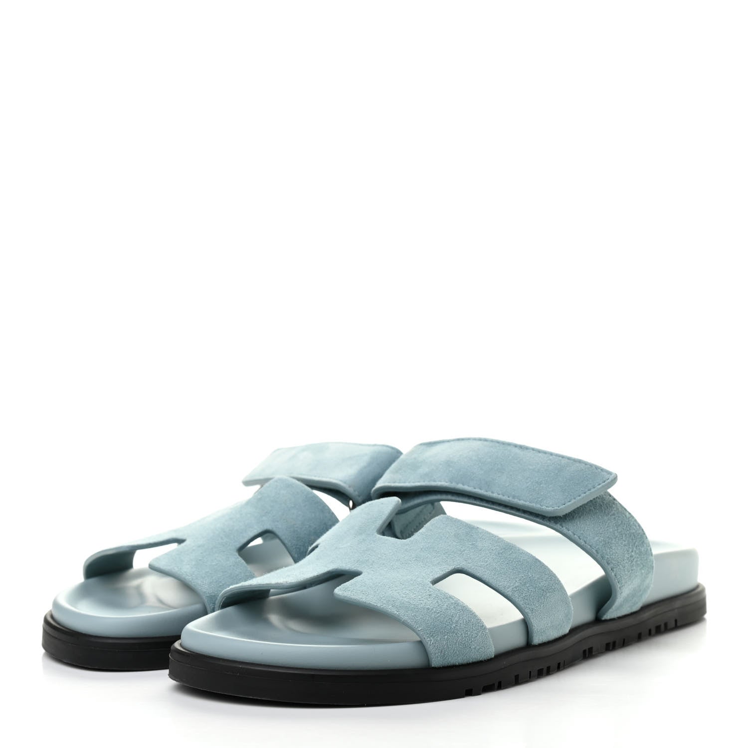 Hermes Suede Goatskin Womens Chypre Sandals 39.5 Vert d'eau 3 of 8