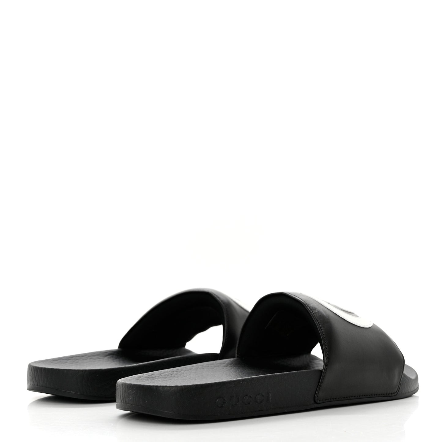 Nappa Miro Soft Calfskin Womens Interlocking G Slide Sandals 39 Black White