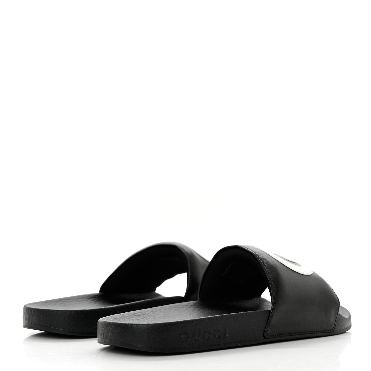 Gucci Nappa Miro Soft Calfskin Womens Interlocking G Slide Sandals 39 Black White 4 of 10