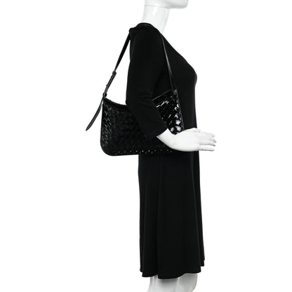 Bottega Veneta Patent Intrecciato Shoulder Bag Black 2 of 9