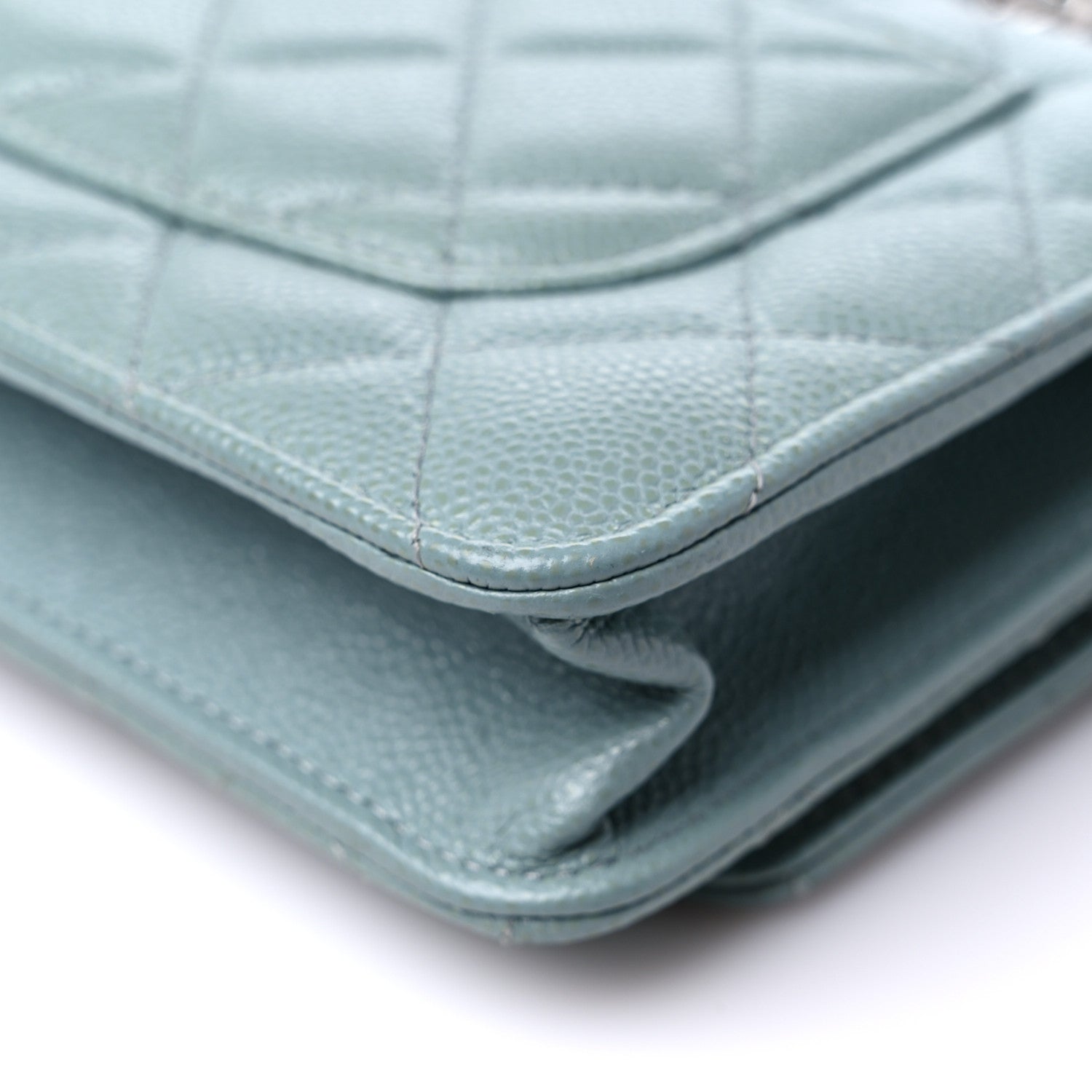 Chanel Caviar Quilted Wallet On Chain WOC Light Blue 12 of 15