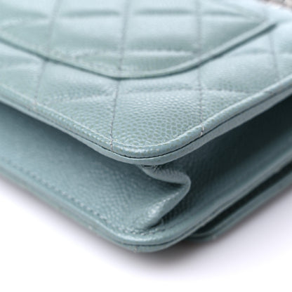 Chanel Caviar Quilted Wallet On Chain WOC Light Blue 12 of 15