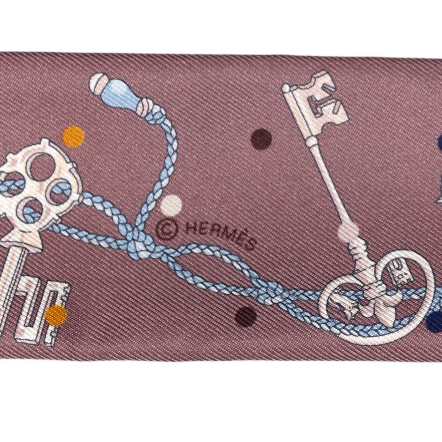 Hermes Silk Les Cles A Pois Twilly Marron Glace Gris 4 of 4
