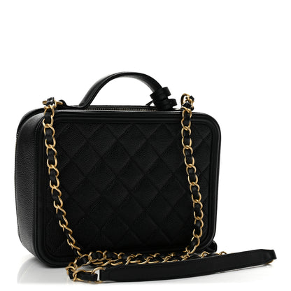 Chanel Caviar Quilted Medium CC Filigree Vanity Case Black 3 of 14