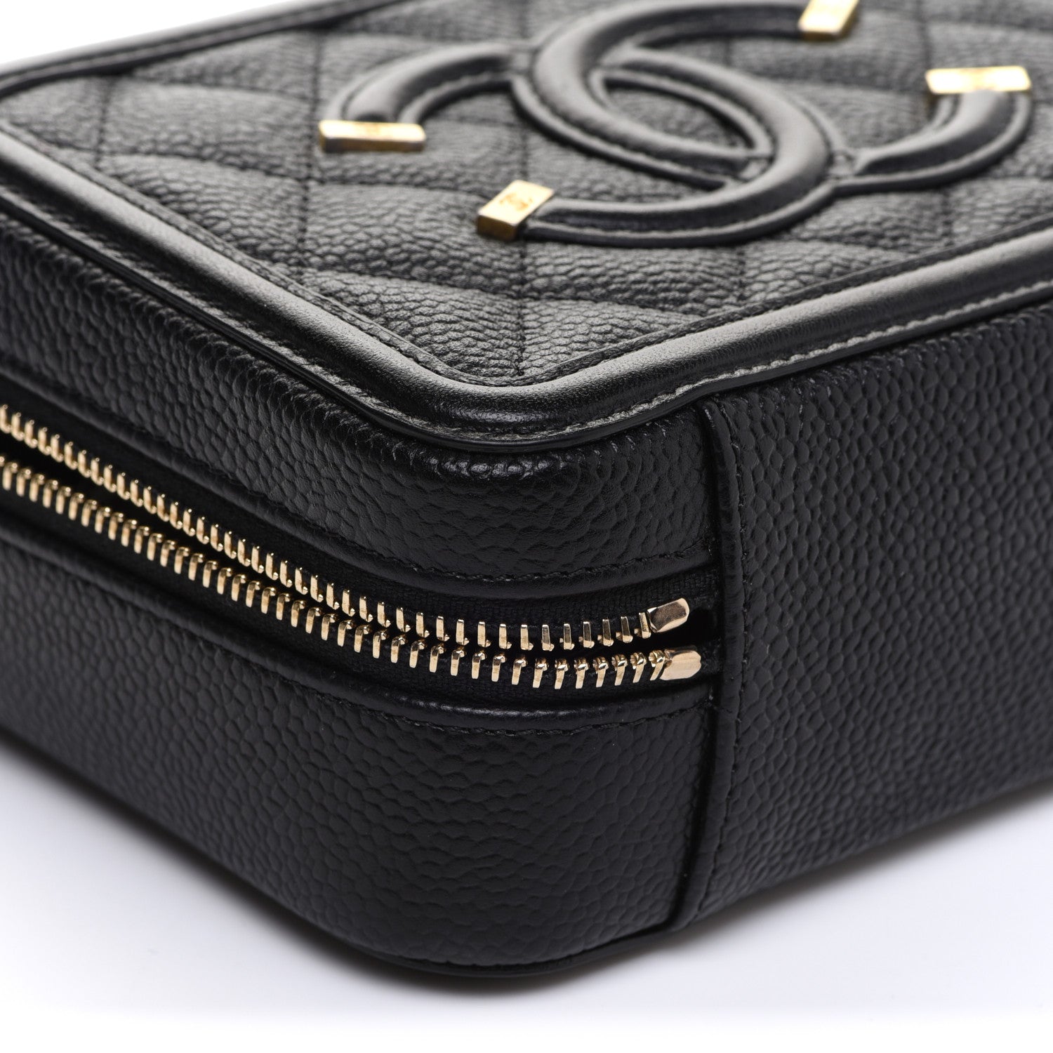 Chanel Caviar Quilted CC Filigree Vanity Clutch With Chain Black 9 of 10