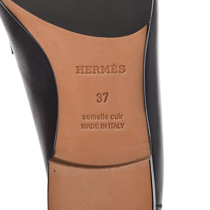 Hermes Goatskin Paris Loafers 37 Black 7 of 8