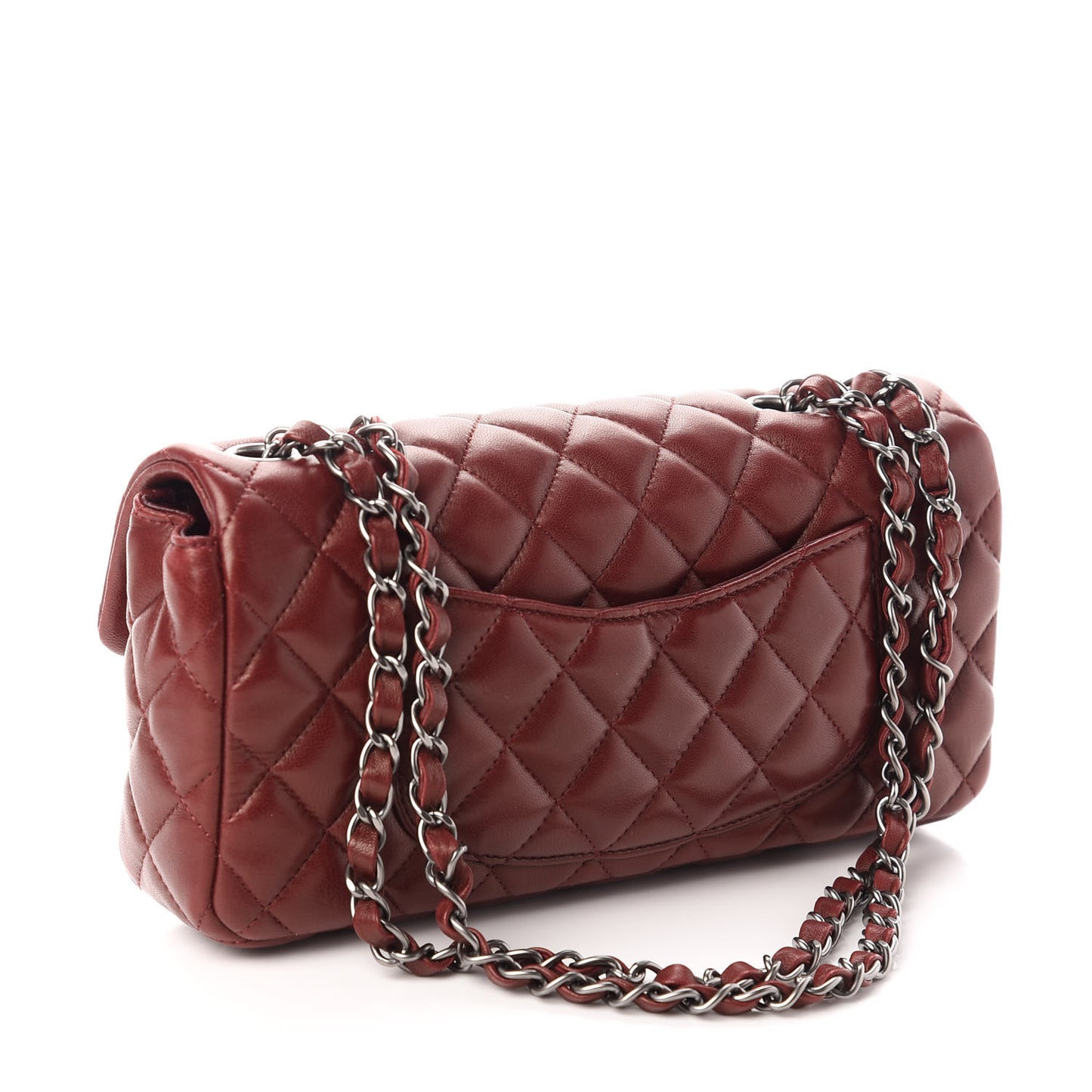 Lambskin Quilted East West Flap Dark Red