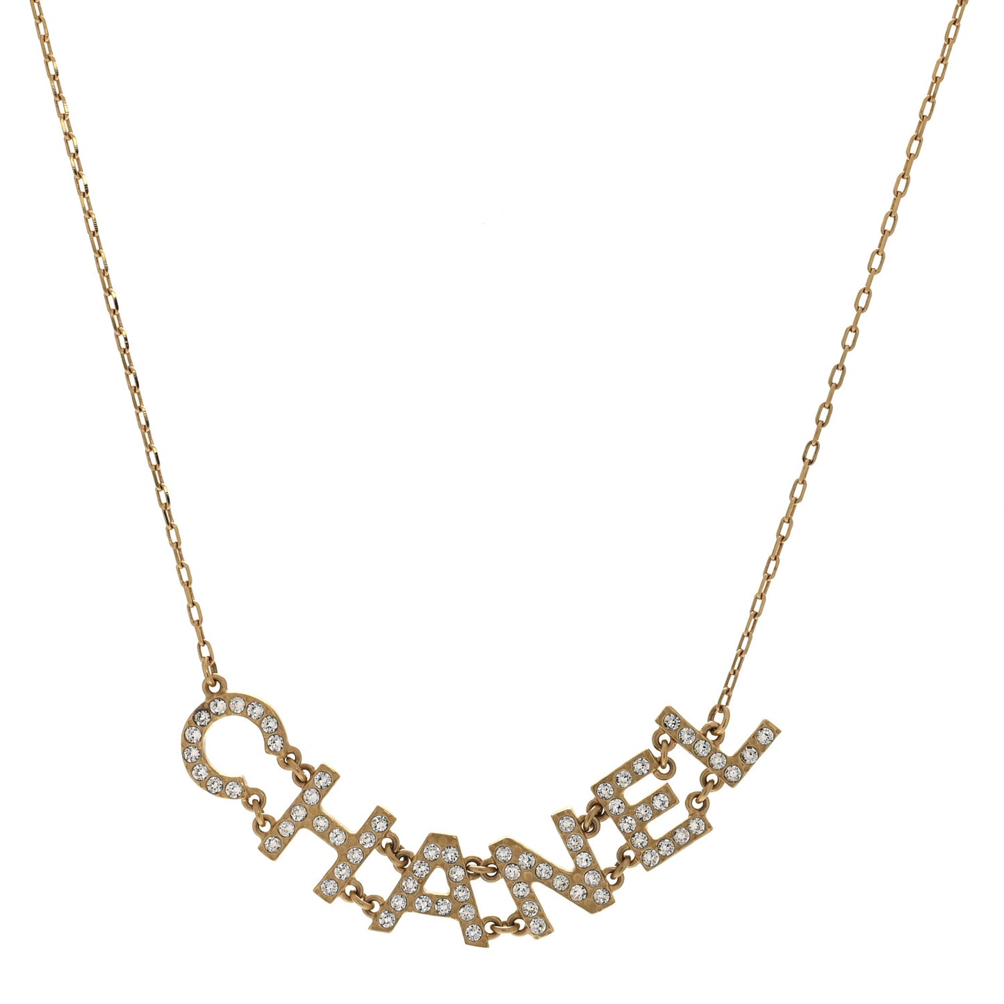 Metal Crystal 90's Icon Logo Necklace Gold