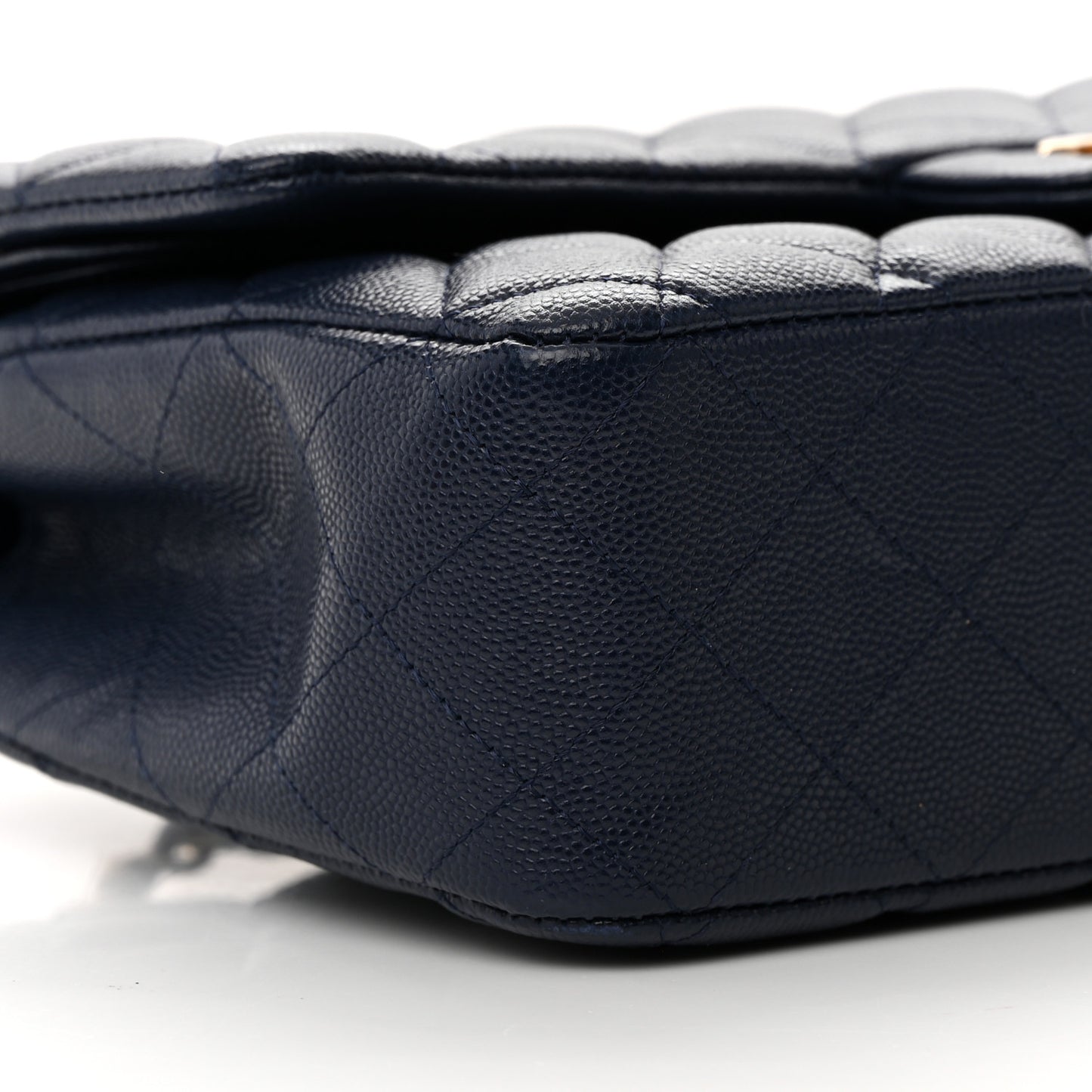 Caviar Quilted Medium Double Flap Navy