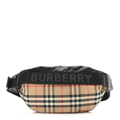 Burberry Nylon Vintage Check Sonny Bum Bag Archive Beige Black 1 of 10