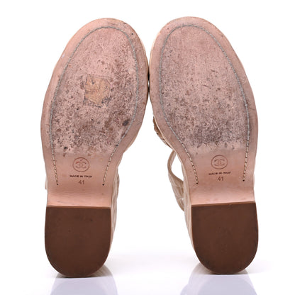 Chanel Calfskin Quilted Chain Around Wedge Sandals 41 Light Beige 5 of 19