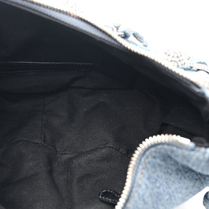 Balenciaga Washed Frayed Denim Crystal Small Le Cagole Shoulder Bag Blue 6 of 11