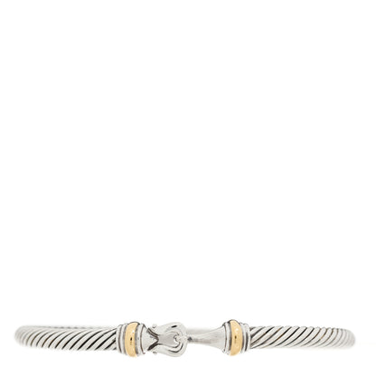 David Yurman Sterling Silver 18K Yellow Gold 4mm Cable Classic Buckle Bracelet 1 of 3