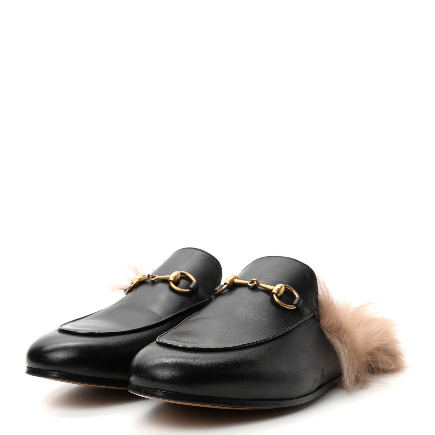 Gucci Calfskin Fur Womens Princetown Slippers 37.5 Black 3 of 7
