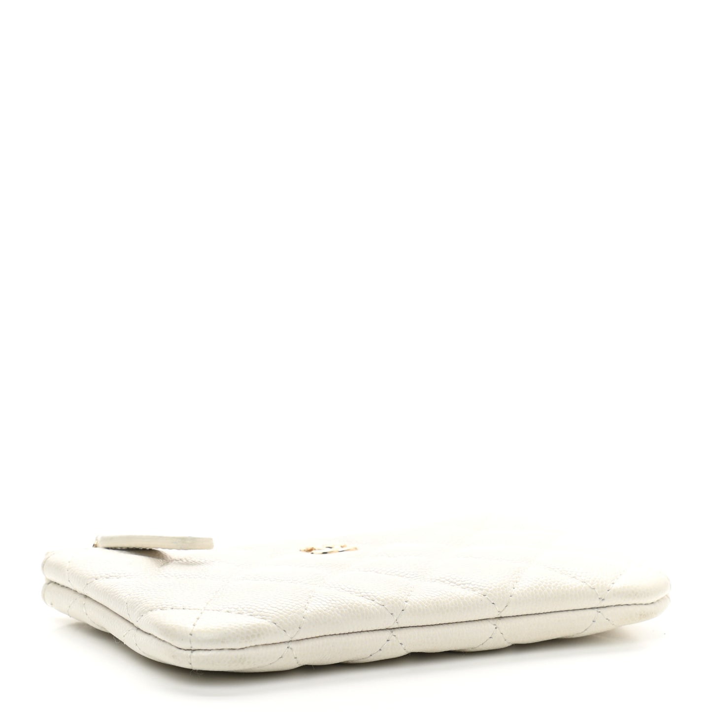 Caviar Quilted Small Cosmetic Case White