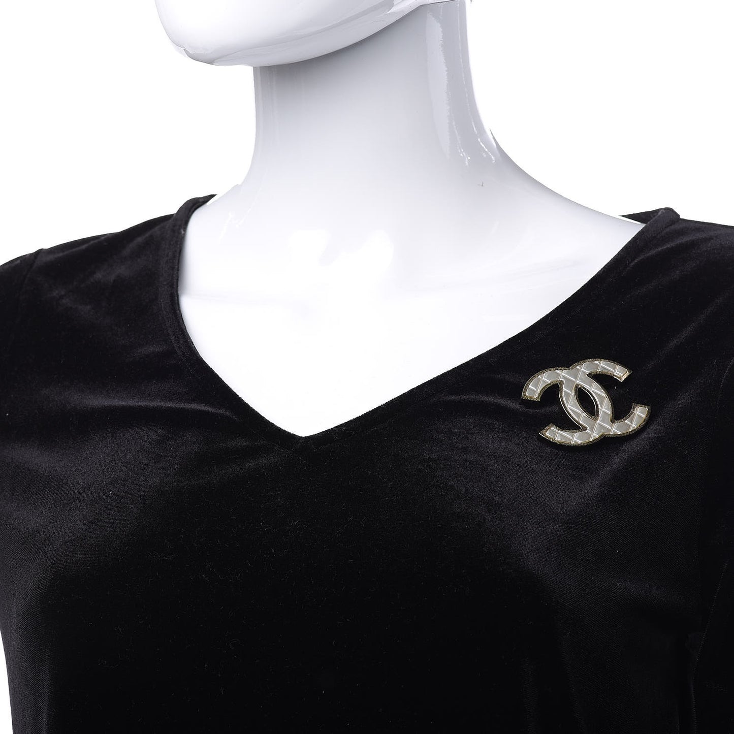 Metal Quilted CC Brooch Silver Gold