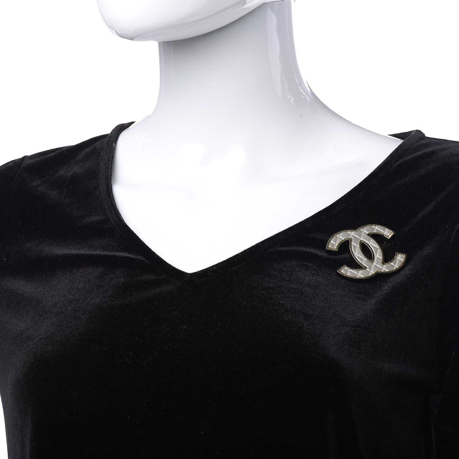 Chanel Metal Quilted CC Brooch Silver Gold 2 of 5