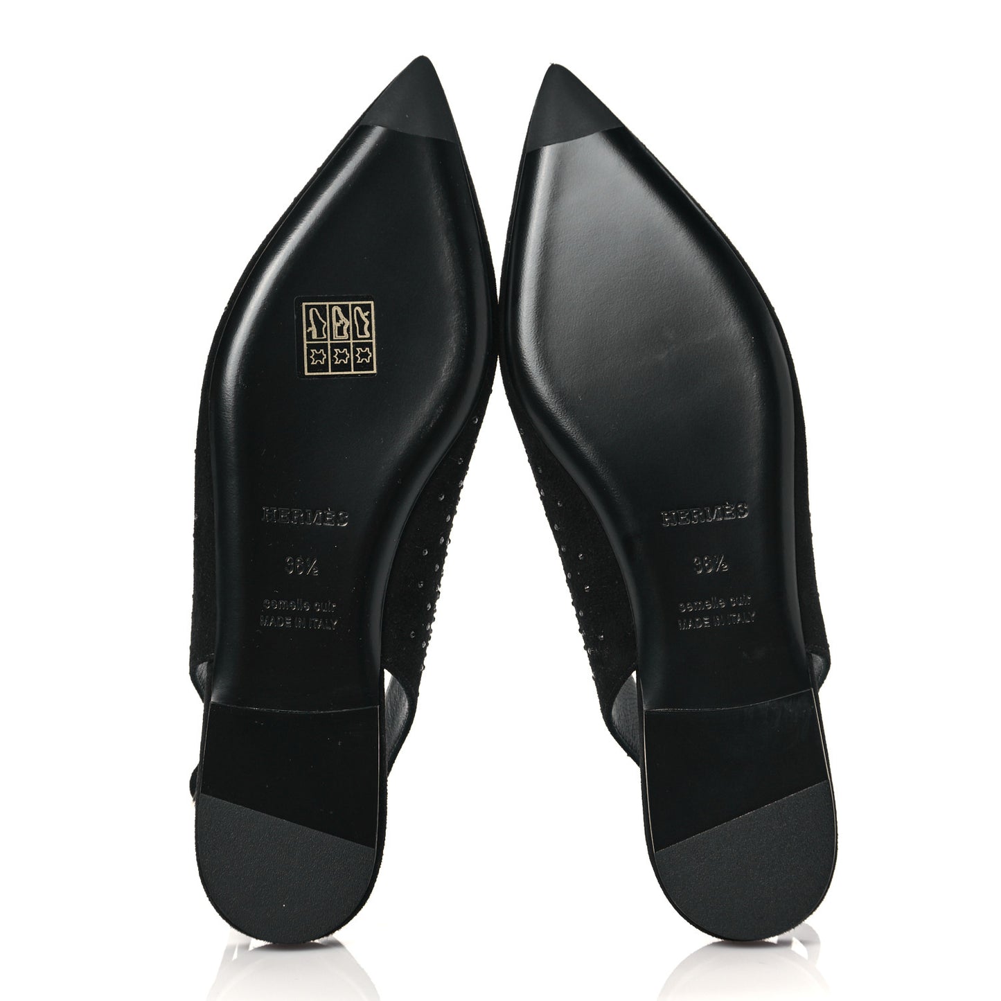 Suede Goatskin Rhinestone Brillante Ballet Flats 36.5 Black