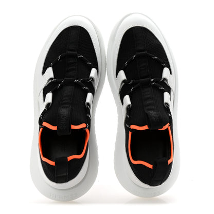 Hermes Technical Canvas Calfskin Womens Duel Sneakers 36.5 White Black 2 of 9