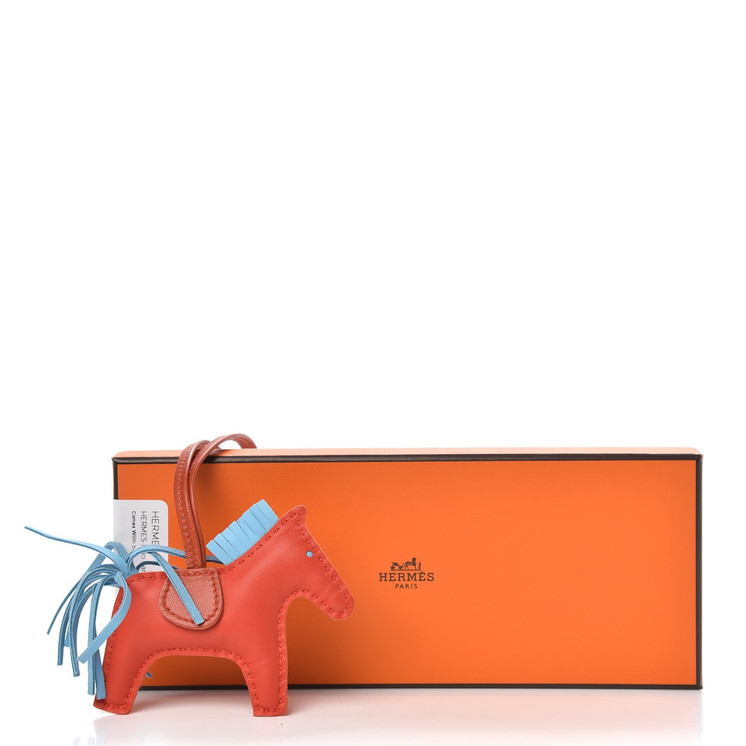 Hermes Milo Lambskin Grigri Rodeo Horse Bag Charm PM Capucine Celeste Cornaline 3 of 3