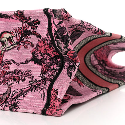 Christian Dior Canvas Embroidered Large Toile de Jouy Voyage Book Tote Fuchsia Multicolor 9 of 11