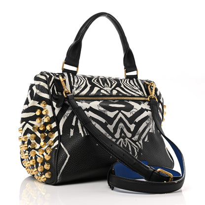 MCM Striped Visetos Funky Zebra Stud Keana Boston Black Blue 3 of 11