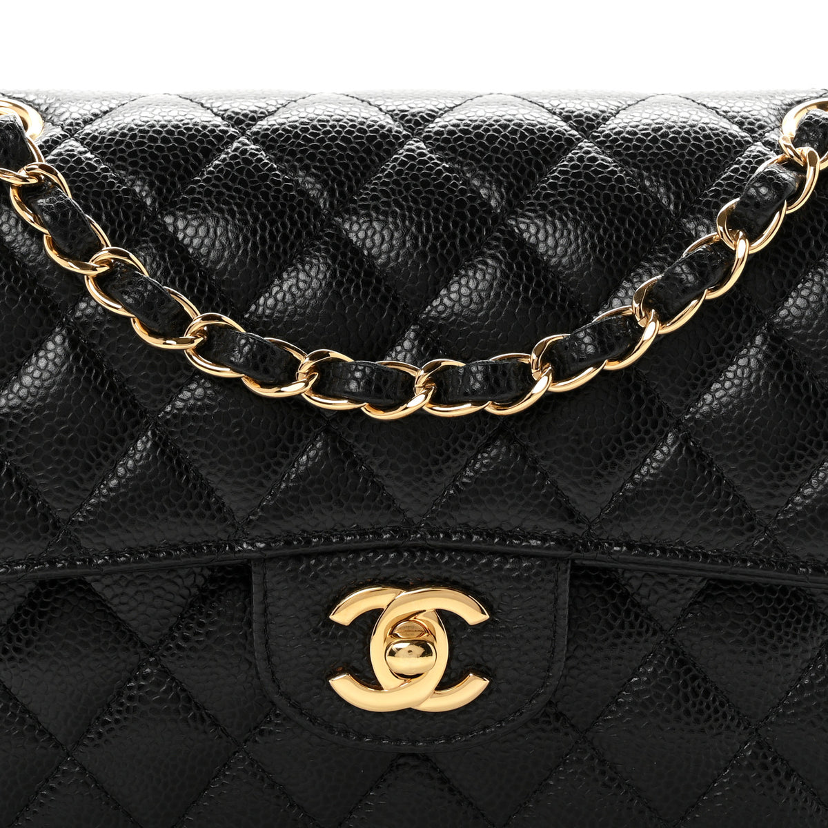 Caviar Quilted Small Double Flap Black