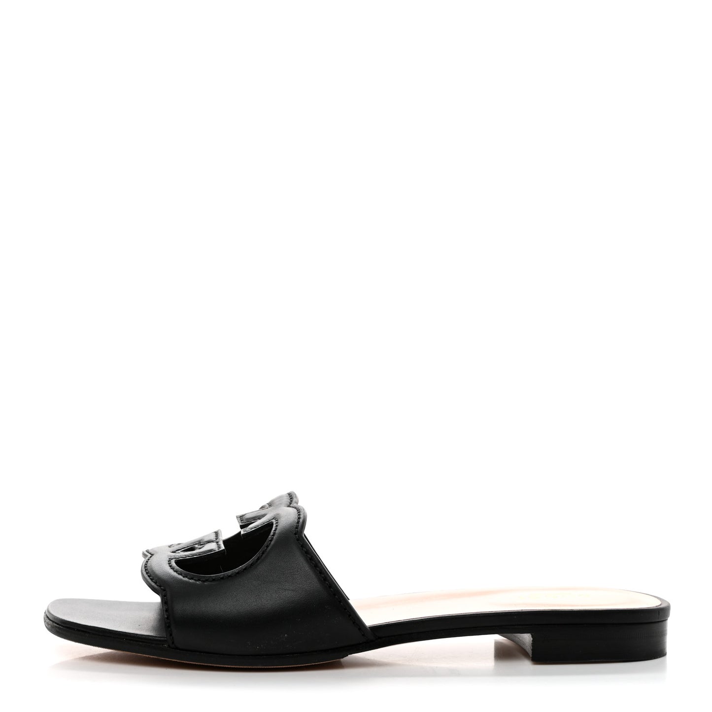 Cosmos Softy Calfskin Interlocking G Cut Out Slide Sandals 39.5 Black