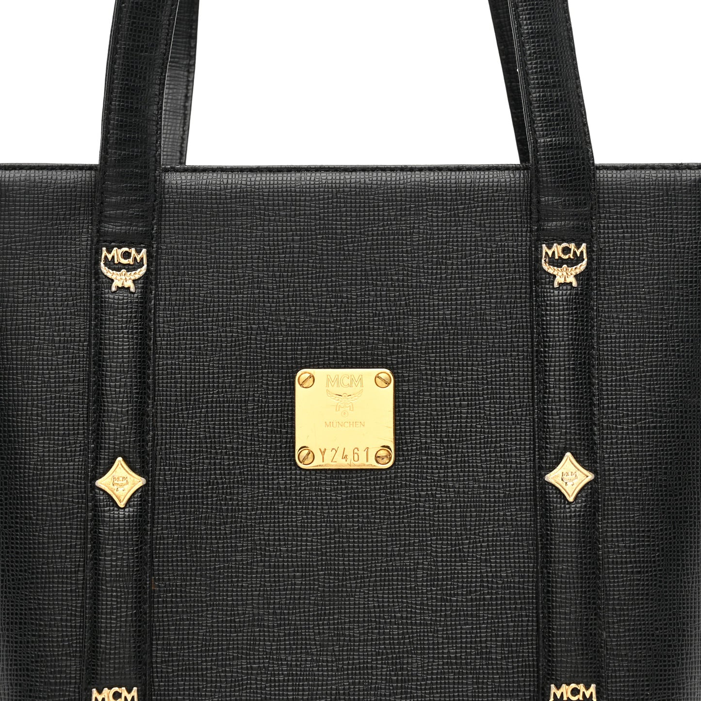 Saffiano Studded Mini Tote Bag Black