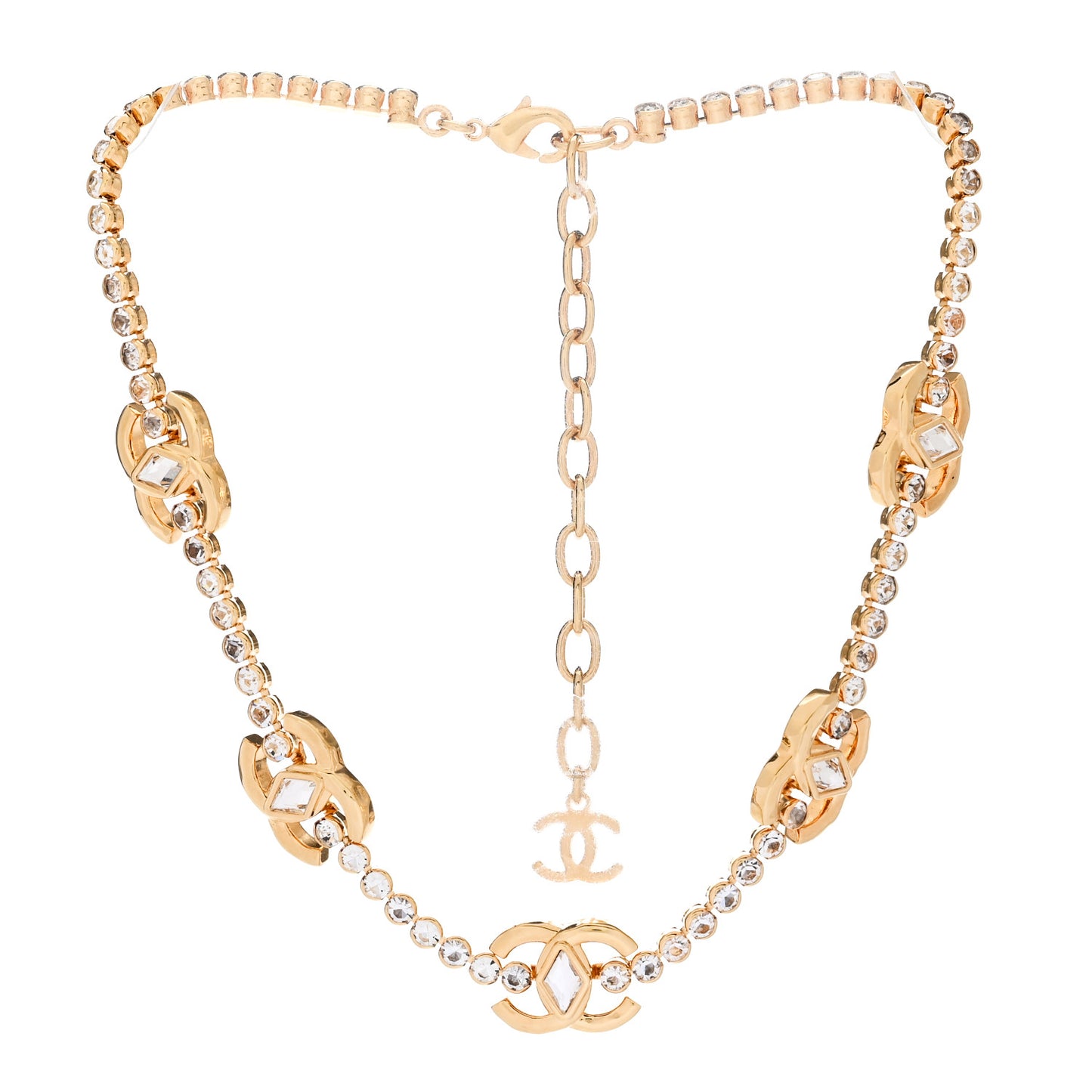 Metal Crystal CC Marquise Choker Gold