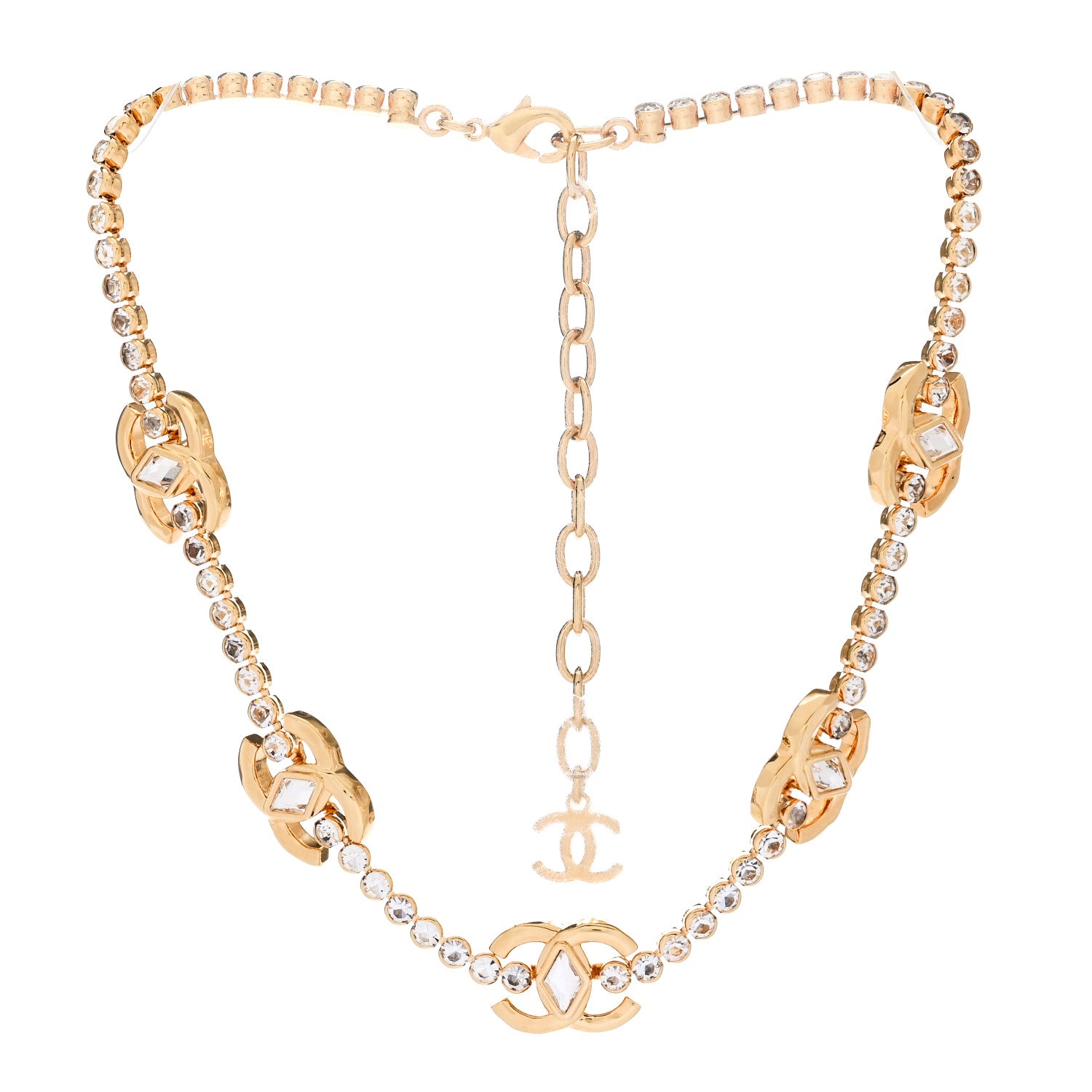 Chanel Metal Crystal CC Marquise Choker Gold 3 of 6