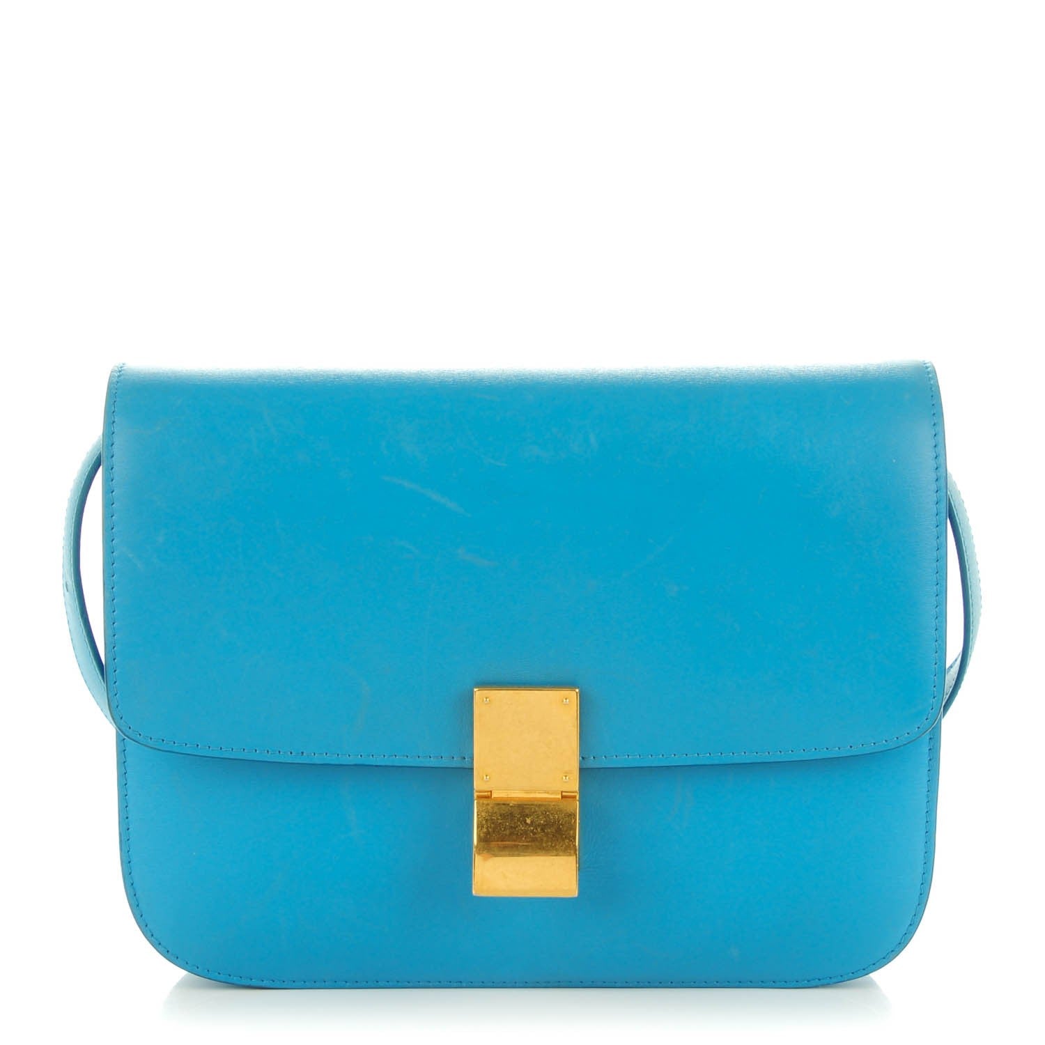 Celine Smooth Calfskin Medium Classic Box Flap Bag Lagoon 1 of 7