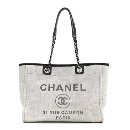 Chanel Woven Straw Raffia Small Deauville Tote Grey 1 of 11