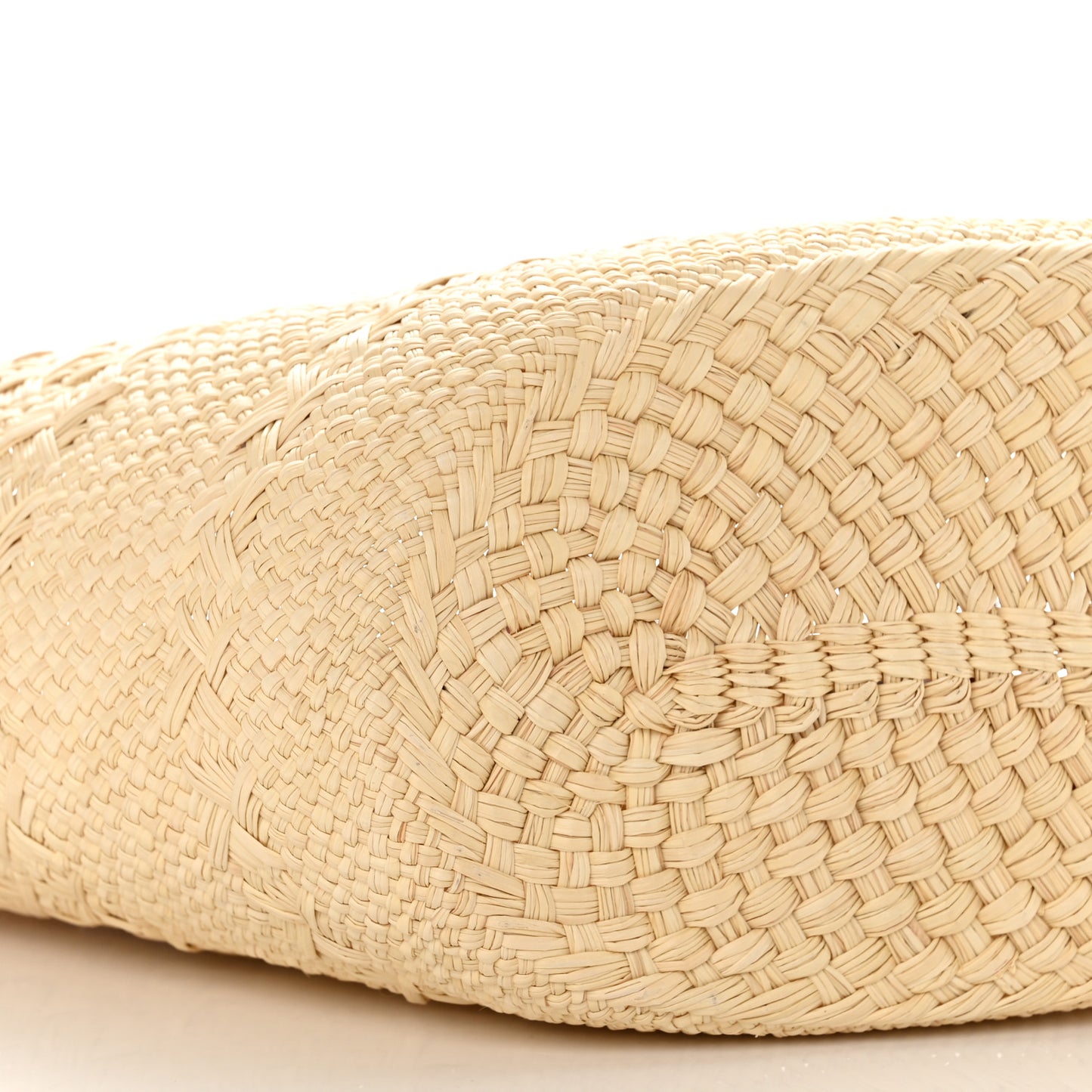 Iraca Palm Calfskin Medium Anagram Basket Bag Natural Tan