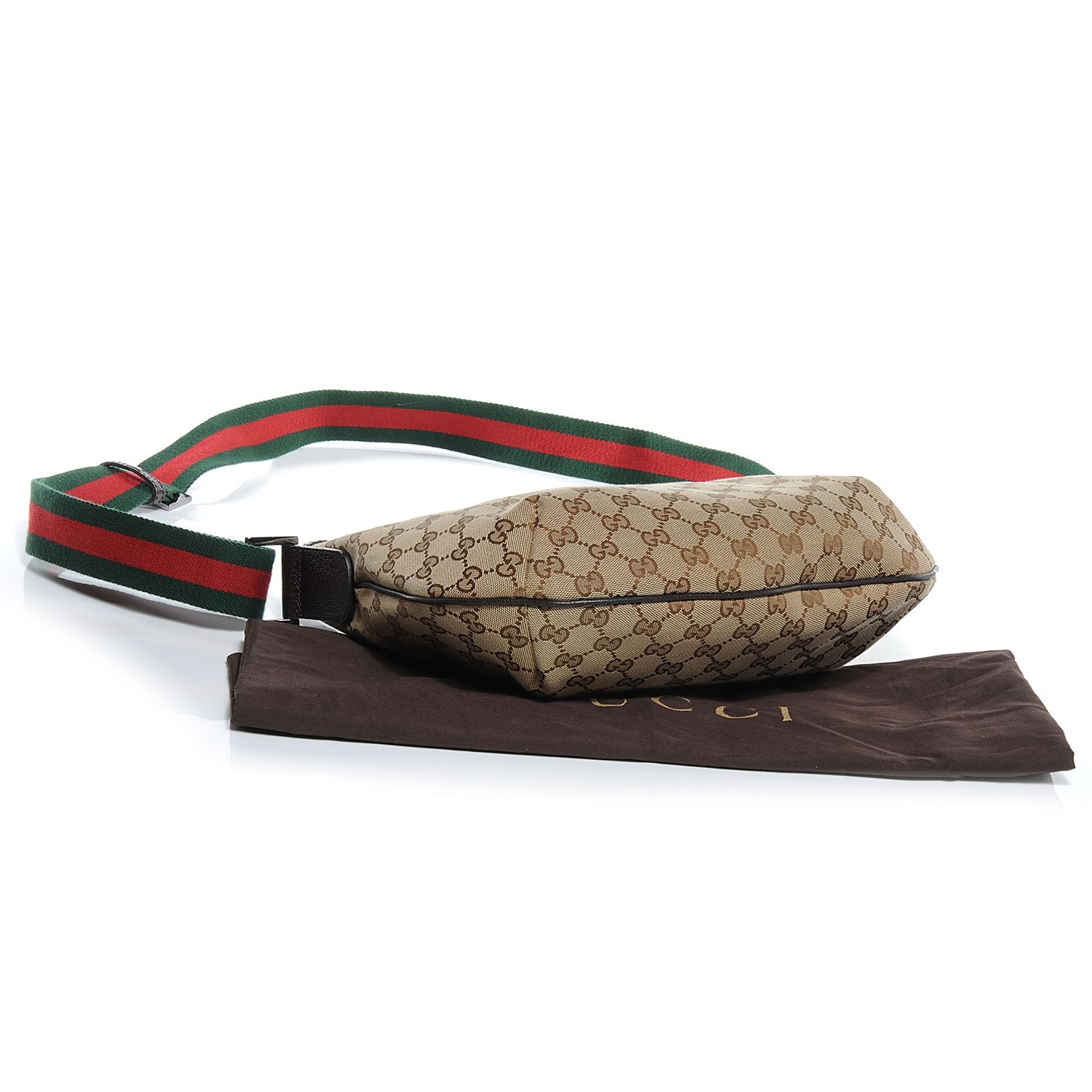 Gucci Monogram Web Medium Half Moon Hobo Dark Brown 4 of 7