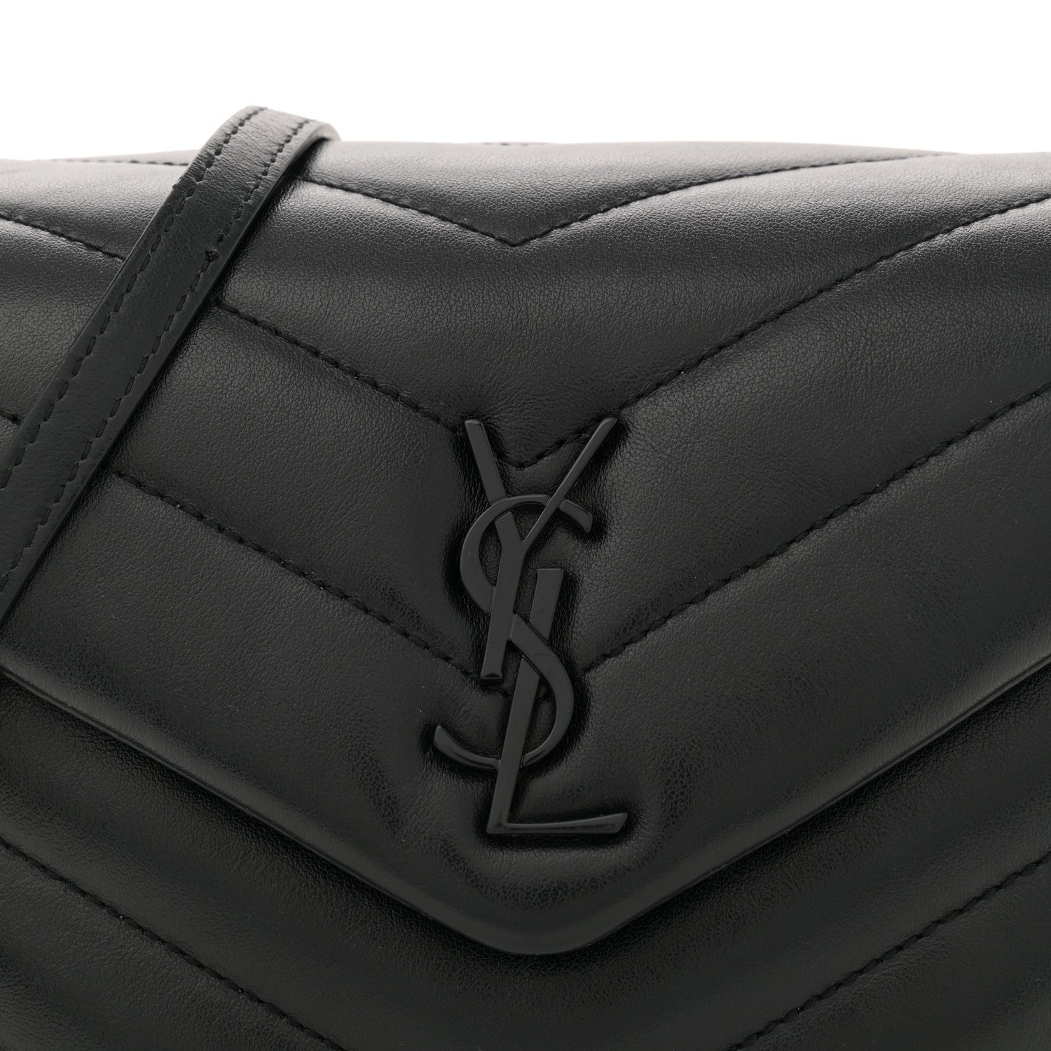 Saint Laurent Calfskin Y Quilted Monogram Monochrome Toy Loulou Crossbody Bag Black 8 of 10